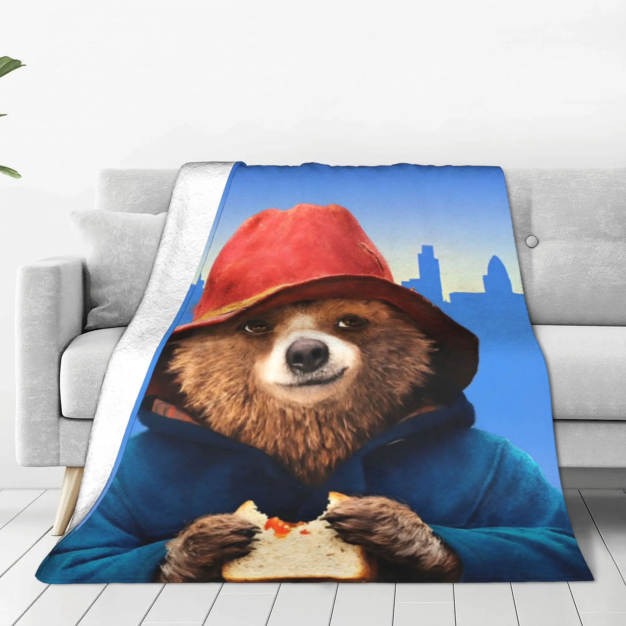 Britain Paddington Brown Bear Blankets Cute Movie Cartoon Plush Throw Blanket Airplane Travel Portable Soft Warm Bedspread