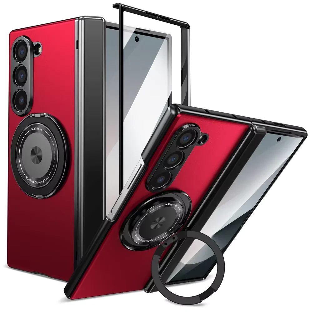 

360 Rotating Holder Magnetic Phone Case for Samsung Galaxy Z Fold 6 5 4 3 Fold6 Fold5 Fold4 Fold3 5G Ring Hinge Protection Cover