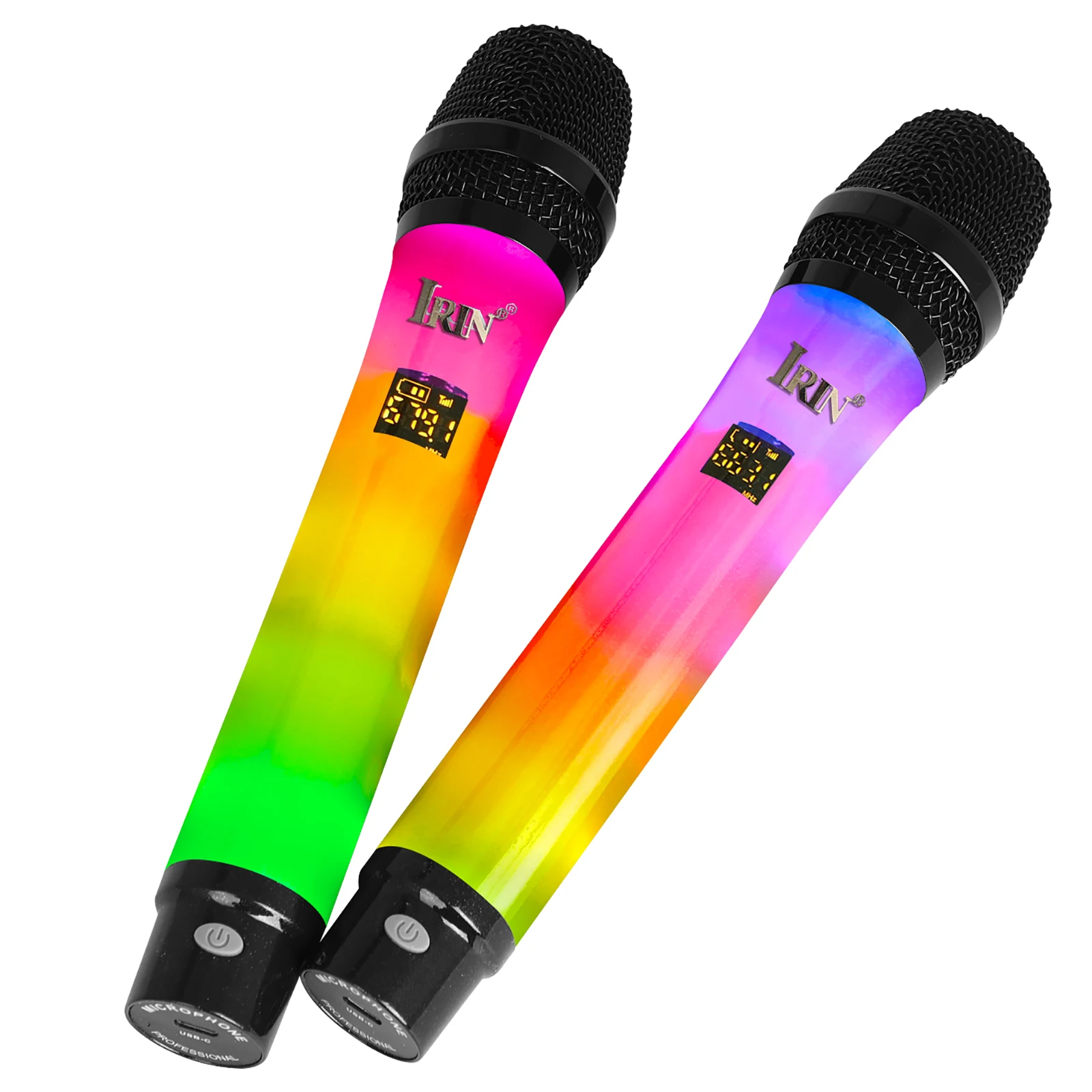 IRIN 2.4G Wireless Microphone RGB Handheld Dynamic Wireless Microphone Rechargeable DJ System Mic For Karaoke Wedding Party
