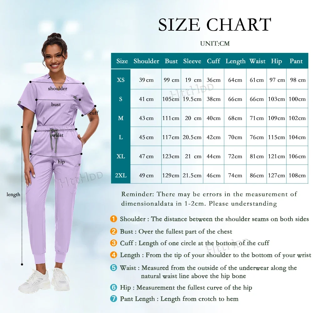 Scrubs Set for Women Joggers V-Neck Pocket Top Uniforms Medical Nursing Dental Scrub Veterinary Pet Grooming Work Wear Wholesale