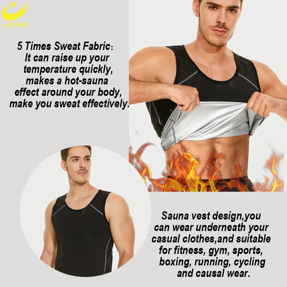 

Men Sauna Suit Sweat Set Slimming Pants Weight Loss Vest Workout Shirts Fitness Tank Top Sport Body Shaper Fat Burner