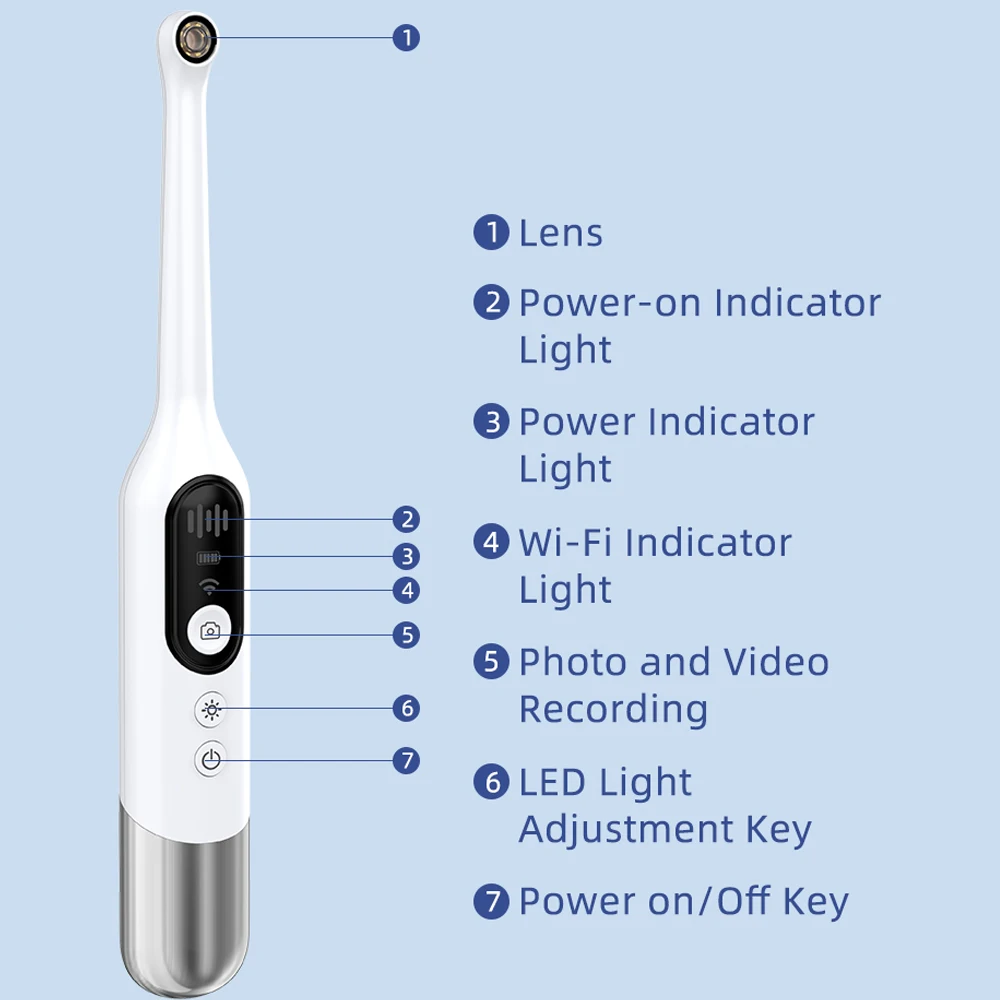 HD1080P واي فاي اتصال كاميرا الهاتف IP67 مقاوم للماء 8LED أداة كاميرا فحص الجلد آيفون وأندرويد #2