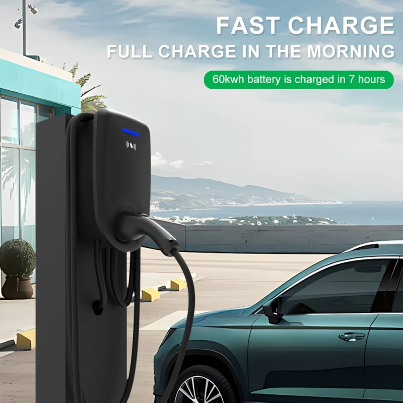 32A EV Charging Station 7KW 1Phase Electric Vehicle Charger Type2 EVSE Wallbox IEC62196-2 EV Charge Type 2 with 5M Cable