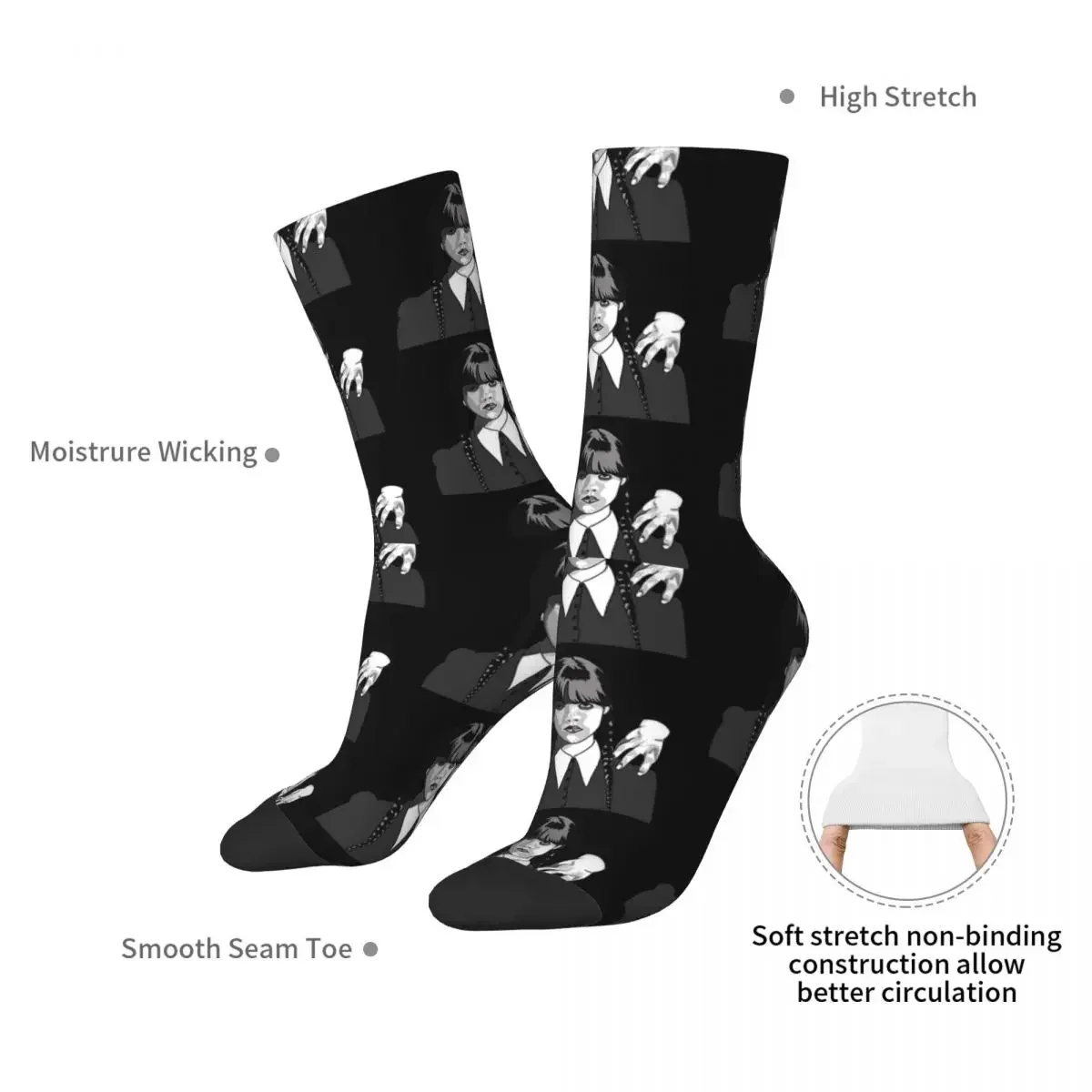 Wednesday Addams Thing TV Series Wednesday Socks Harajuku High Quality Stockings All Season Long Socks Unisex Birthday Present