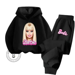 2024 Kawaii Barbie Outfits Complete Sets for Ages 3-14 Kids Cute Cartoon Prints Perfect for Casual Street Spring Utumn Sweatsuit