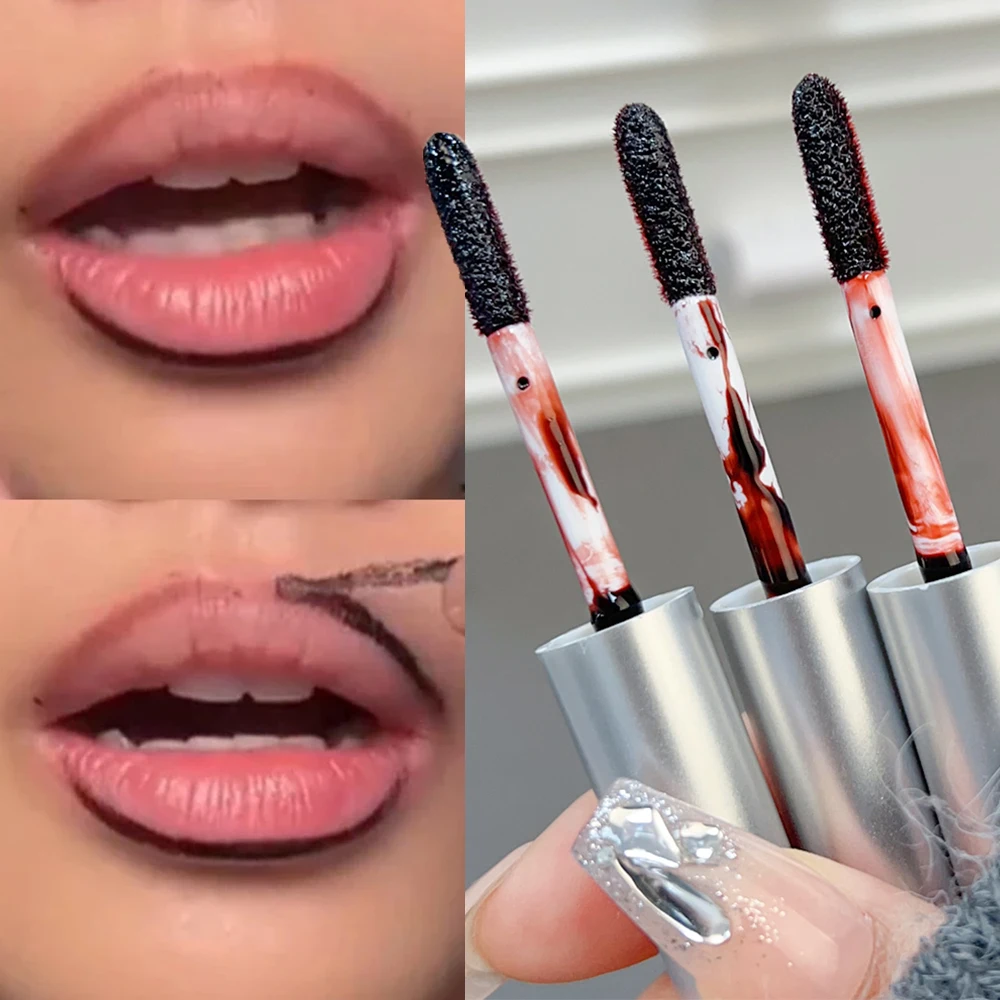 Waterdichte Sexy Bruine Peel-Off Lipgloss Matte Duurzame Non-Stick Cup Lipliner Contour Vloeibare Lippenstift Tattoo Make-Up Cosmetica