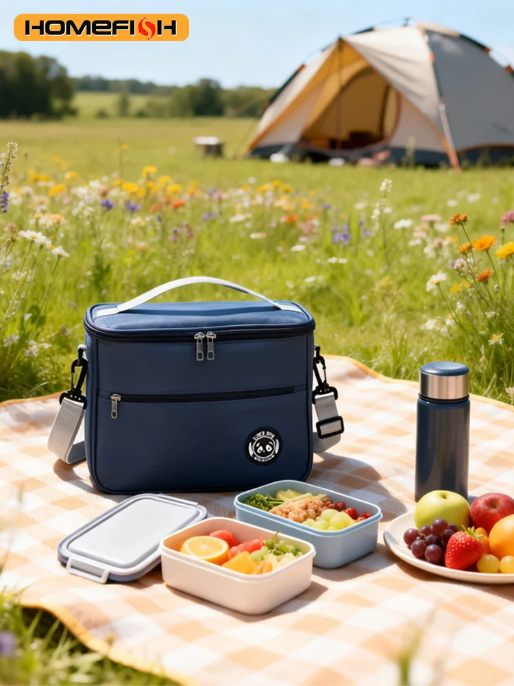 Thermal bag bento bag aluminum foil thickened lunch box thermal bag with rice shoulder strap bento bag one pack