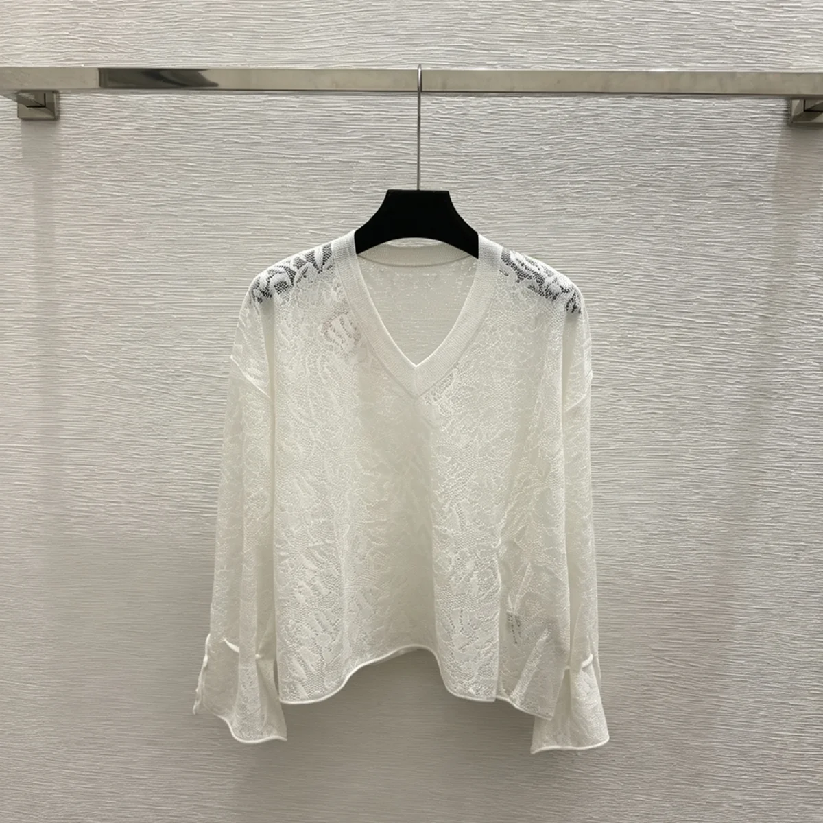 2026 High quality women's Korean style lazy and slightly transparent long sleeved knitted sweater--hb721