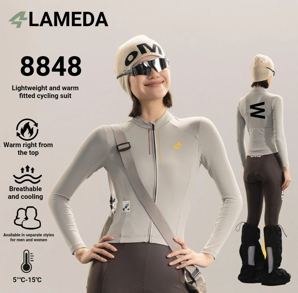 2026 Lampada 8848 Long-sleeved fleece pullover for men and women, winter outdoor close-fitting lightweight warm and breathable