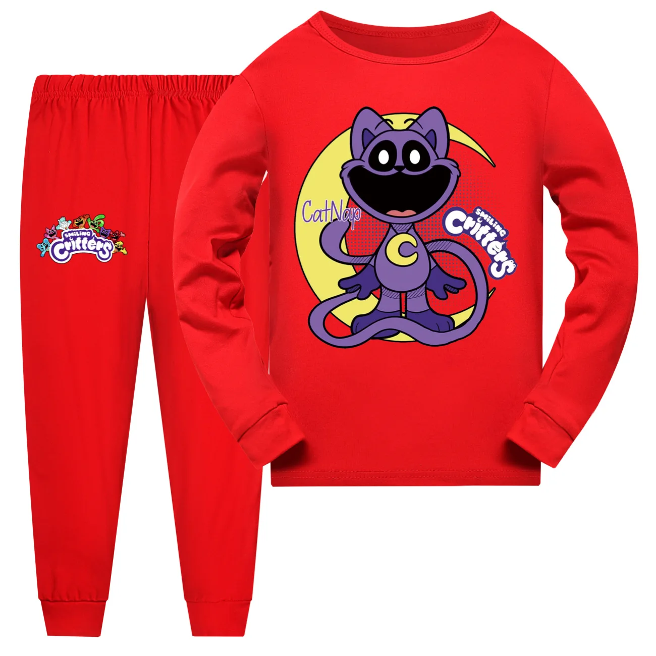 Game Critters Smiling Costumes Kids Cartoon Catnap Pajamas Sets Baby Girls Long Sleeve Tops Pants Teenager Boys Casaul Sleepwear