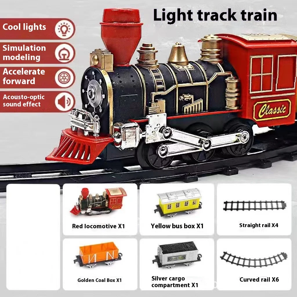 Modèle de train à vapeur rétro pour enfants, simulation de wagon électrique, rail à grande vitesse, ensemble de jouets pour garçons, cadeaux de Noël