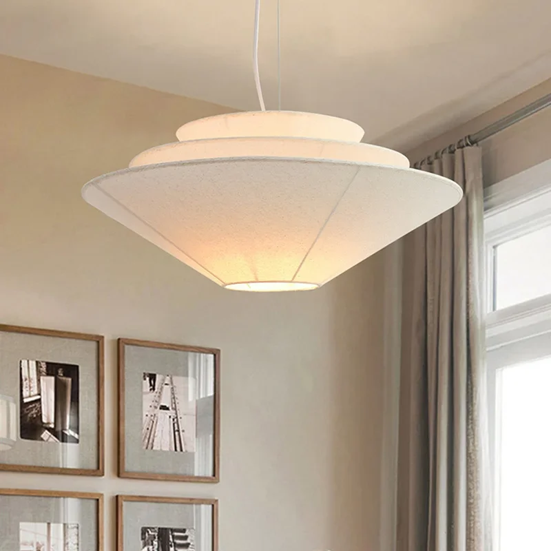 Nordic Fabric Led Pendant Lights Art Living Dining Room Bedroom E27 Decor Chandeliers Lighting Bar