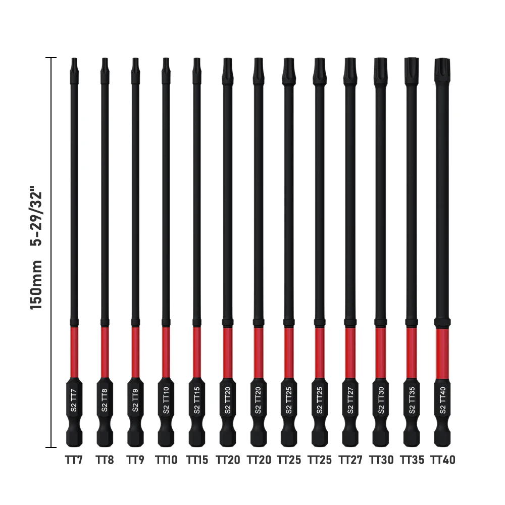 13-teiliges Schlag-Torx-Schraubendreher-Set, T7-T40, Sechskantschaft, S2-Stahl, metrische magnetische Schraubendreherbits – Detail 6