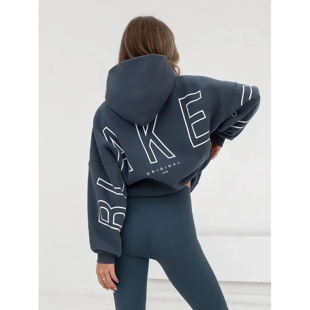 Sudadera de Hip Hop con capucha estampada a la moda europea americana, nueva ropa holgada de manga larga versátil y gruesa con borde cruzado 2025