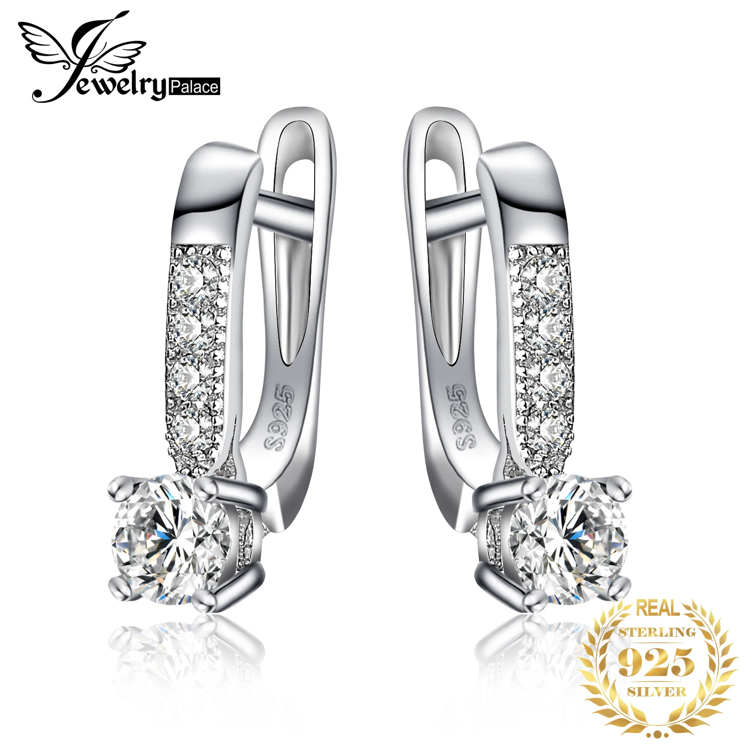 JewelryPalace moda cyrkonia 925 szterling srebrny klips kolczyki Huggie dla kobiet dziewczyna prezent