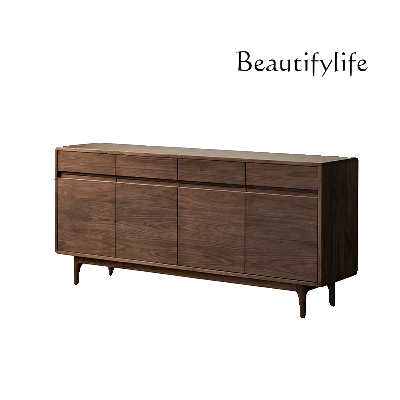 

North America Black Walnut Solid Wood Sideboard Living Room Storage Entrance Cabinet Simple Modern Log Storage