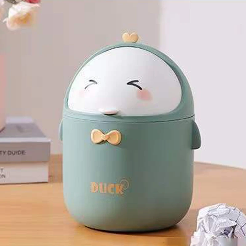 Mini Desktop Trash Can With Lid Portable Cute Cartoon Trash Bin Bedroom Organizer Office Car Small Trash Can Stationery Storage