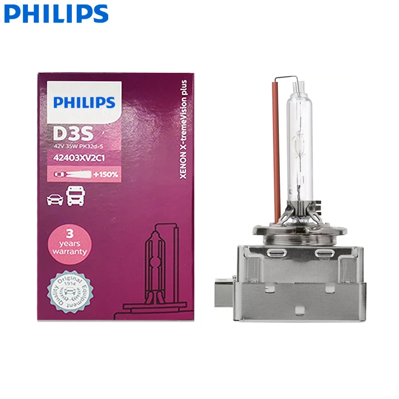 

Philips X-treme Vision Plus D3S XV2 4800K +150% Bright White Xenon Bulb HID Car Original Lamp Germany 42403XV2C1, 1 piece