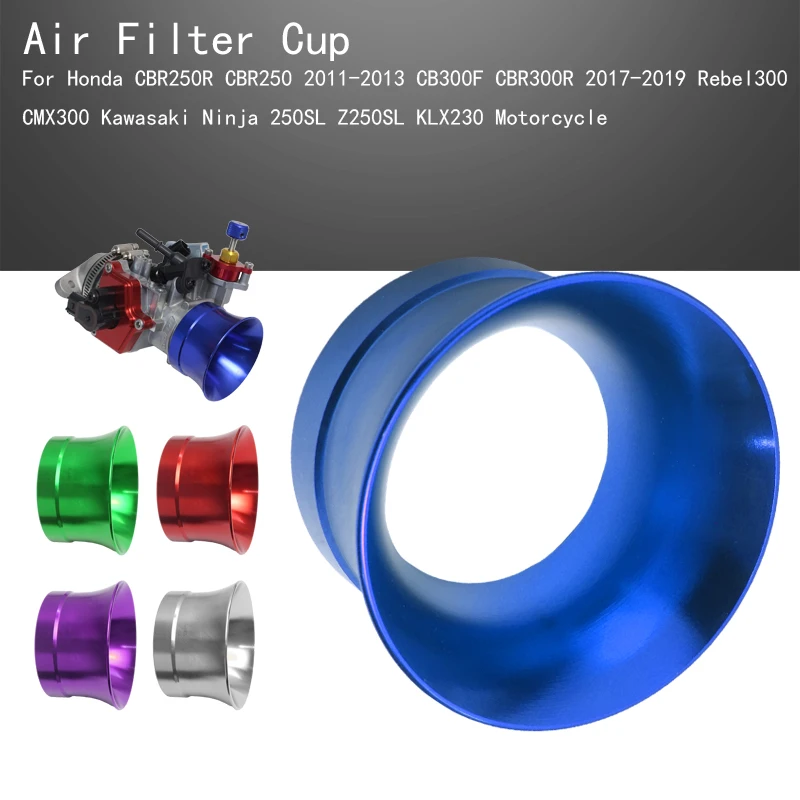 

Universal 53mm Air Filter Motorbike Wind Cup Horn Cup For Honda CBR250R CBR250 2011-2013 CB300F CBR300 2017-2019 Rebel300 CMX300