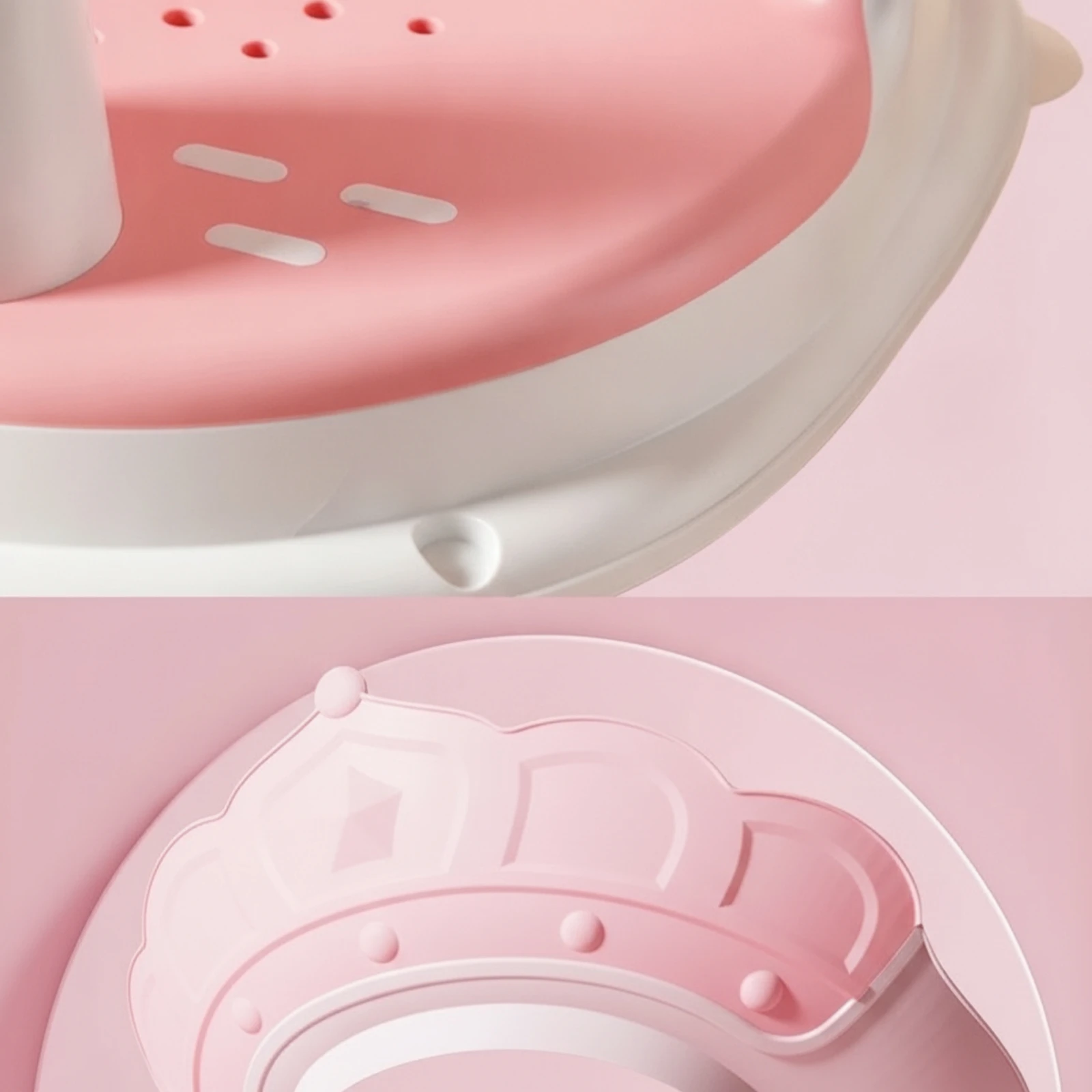 Bath Seat with Shampoo Cap Perforated Baby Bath Seat Furniture Padded Comfortable for Newborn, Bathroom view 3