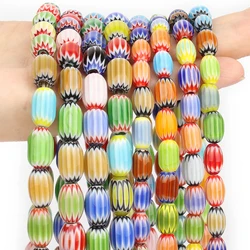 Millefiori Lampwork Murano Beads 9x6mm 12x8mm Oval Round Beads Diy Loose Beads for Jewelry Making Handmade Bracelet Accessories