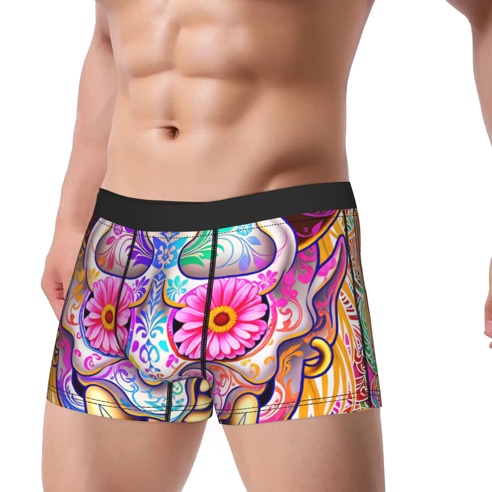 Colorful Demon Mask Art Boxer Brief  Underwear Trenky Men Funny Boxershorts Custom Plus Size Panties