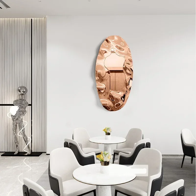 Stainless Steel Oval Mirror Wall Decoration, Designer Art Installation, Large Space, Sales Office GN830TB