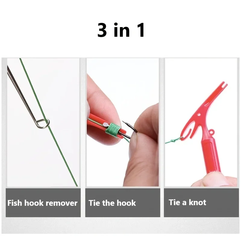 1pc 3 in 1 Extractor Fishing Universal Fly Nail Knot Tying Tools Hook Remover Quick Knot Tying Loop Knot Tyer Tool Color Random