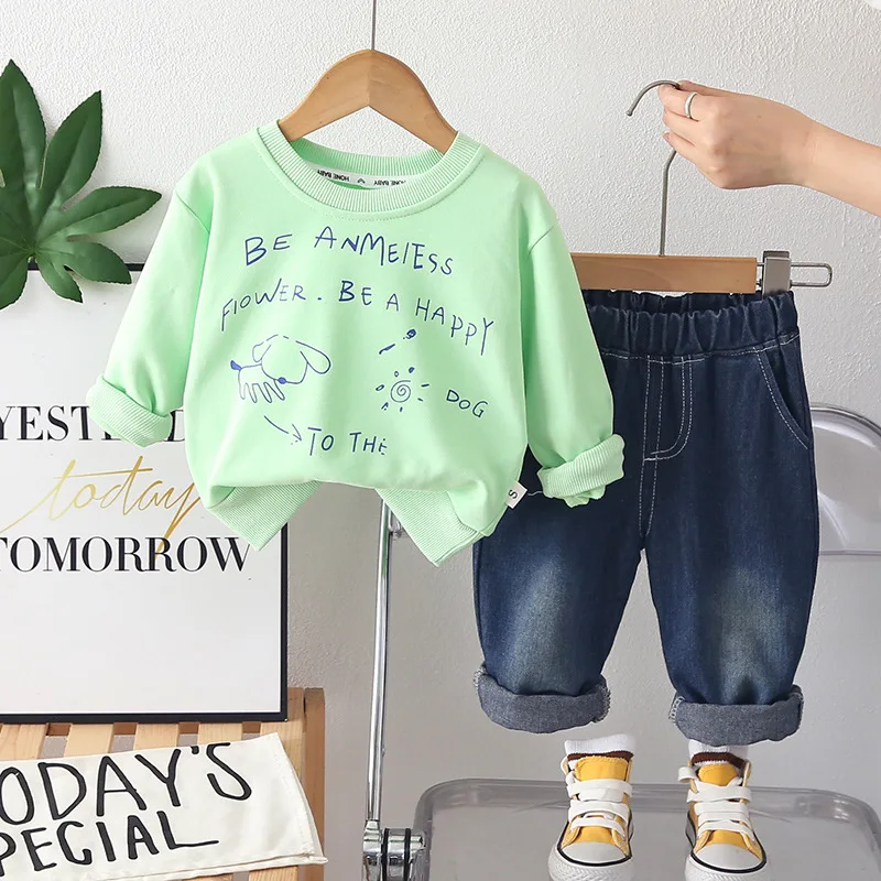 

New Spring Autumn Baby Girls Clothes Children Letter Long Sleeved T-Shirt Pants 2Pcs/Sets Kids Boys Clothing Infant Tracksuits