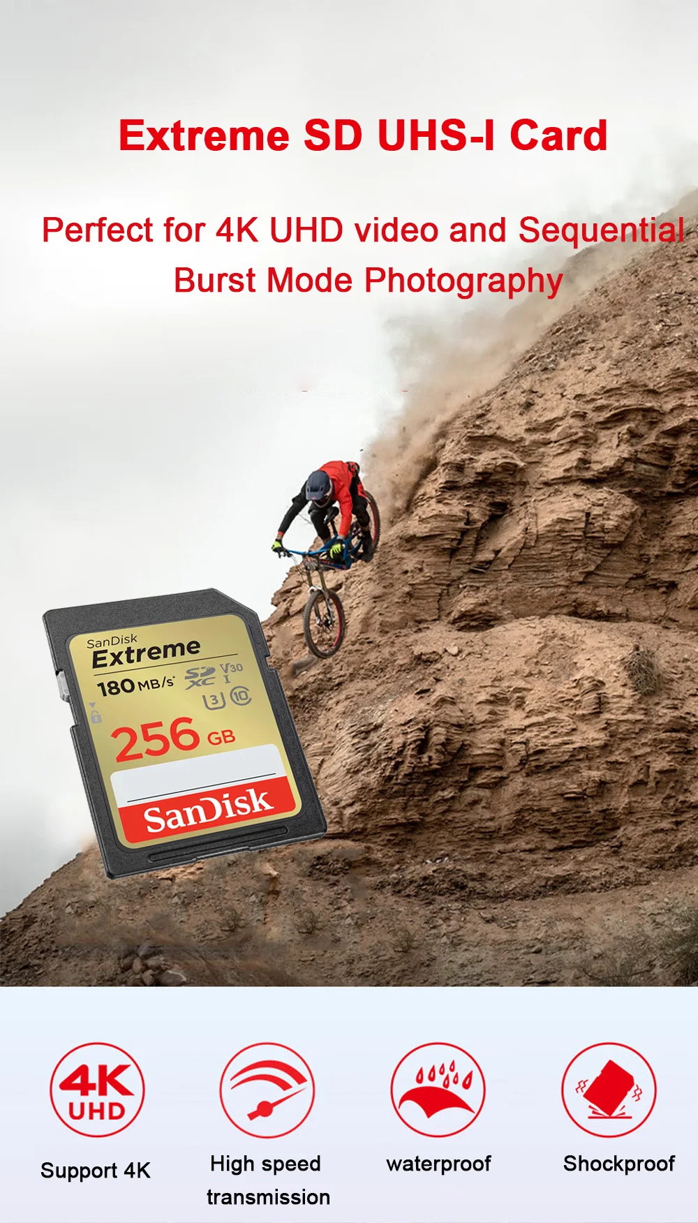 SanDisk Ultra/Extreme PRO UHS-I Karte 32GB 64GB 128GB 256GB SD-Karte C10 Flash-Speicherkarte SD U3 4K V30 Karten für Kamera – Detail 5
