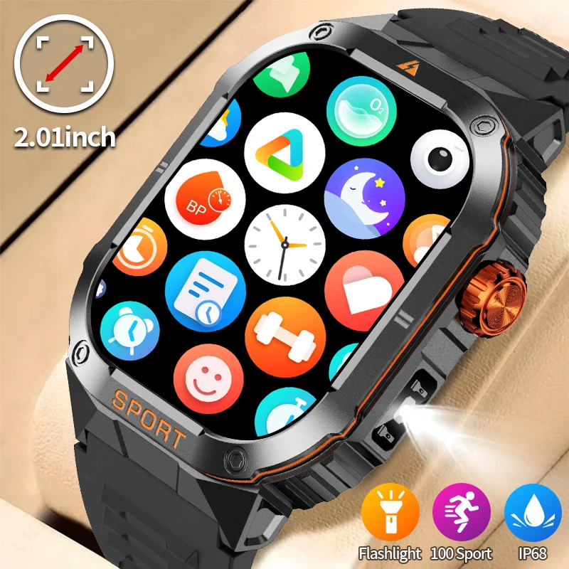 

Men Smart Watch Military Healthy Monitor AI Voice Bluetooth Call Fitness Waterproof Sports Smartwatch for IOS Android Phone 2025
