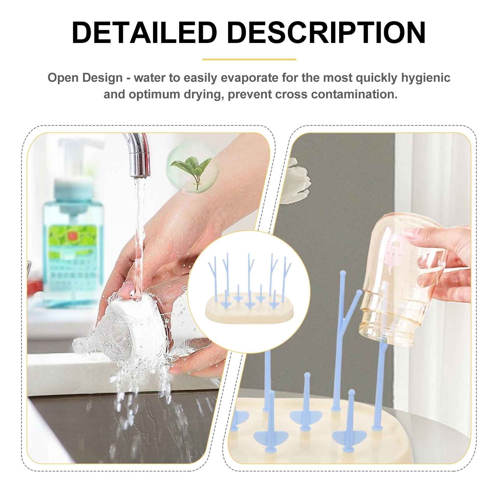 

Baby Bottle Drying Rack Detachable Pegs Holds 8 Bottles Baby Bottle Organizer Drainer Storage Stand Sippy Cup Holder