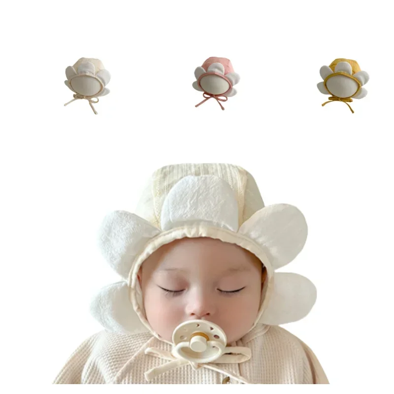 Newborn Baby Beanie Ins Cute Sun Floral Hat for Toddler Baby Boy Girl Spring Summer Windproof Cap for 3-16 Month Infant Baby