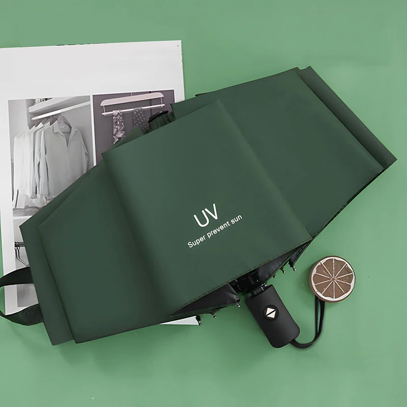 Tragbarer Automatik-Regenschirm UV-Schutz Schwarzer Vinyl-Sonnenschirm Anti-UV Leichtgewicht