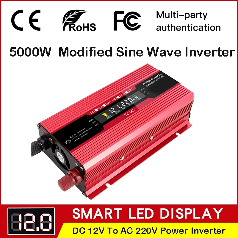 Modified Sine Wave Inverter 3000W 4000W 5000W DC 12V to AC 110V 220V Voltage Converter mini-car Power Supply Inverter Outside