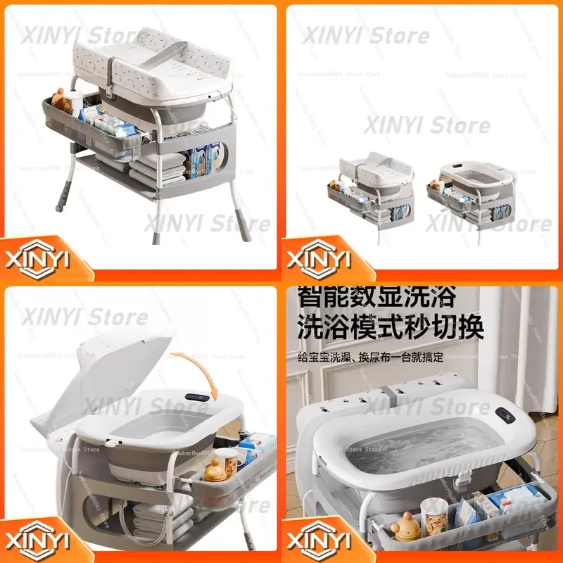 2 in 1 Portable Changing Table with Foldable Tub for Baby Care Diaper Station Massage Bed Nursery Essentials Travel Baby Gear