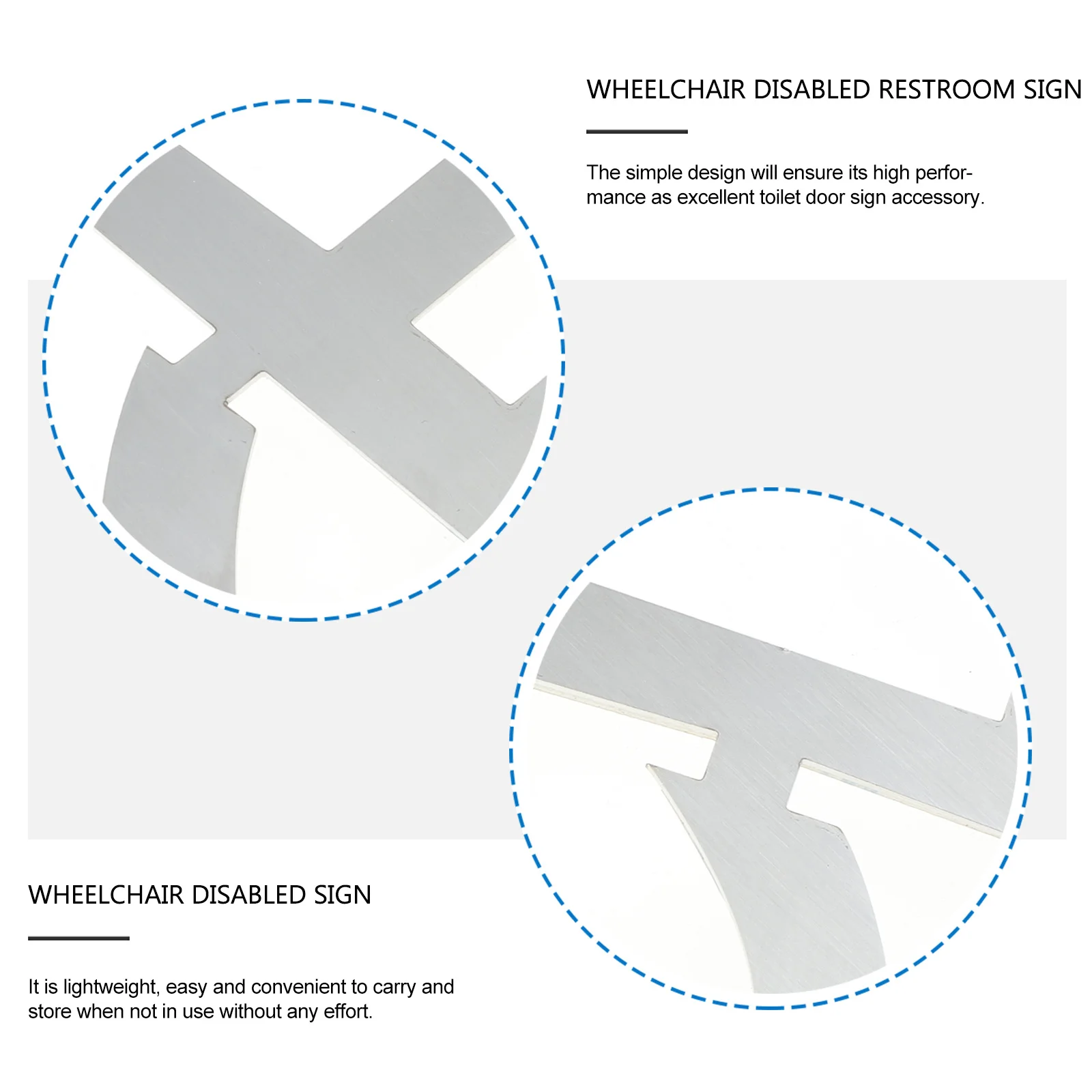 Schild für Behinderte, Rollstuhl, leichtes Rollstuhl-Schild für Behinderte, Metall-Toilettentür-Zubehör für öffentliche Bereiche, Aufzug, Toilette