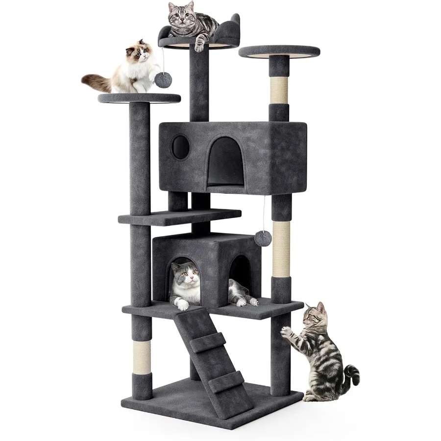 

70 Inch Cat Tree Tower for Indoor Cats Large Adults Tall Cat Tower with Scratching Post Multi-Level Furniture Activity Center w