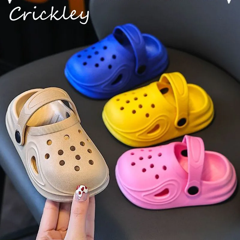 

2025 Solid PVC Children Slippers Summer Waterproof Soft Bottom Kids Slippers Anti Slip Toddler Boys Girls Clogs Shoes