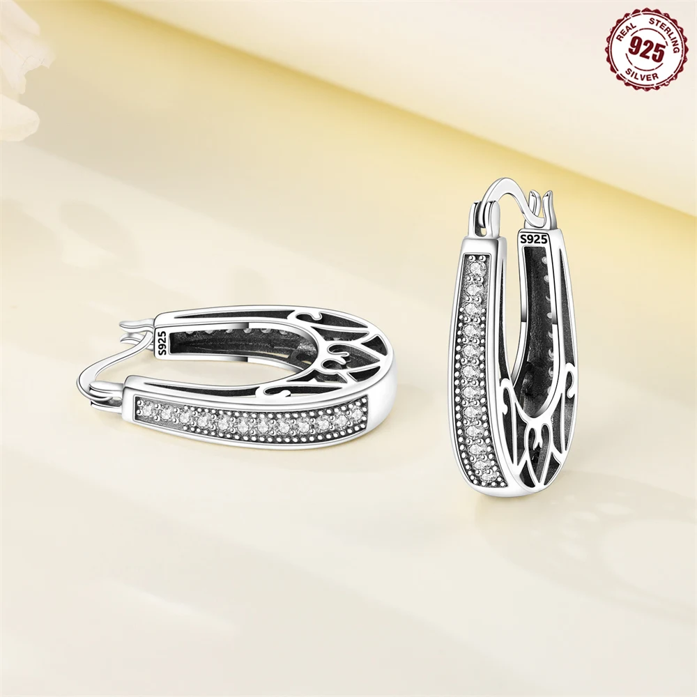 S925 sterling silver sparkling wave earrings, retro vine ear rings, women's anti-allergy fashionable and elegant earring accesso