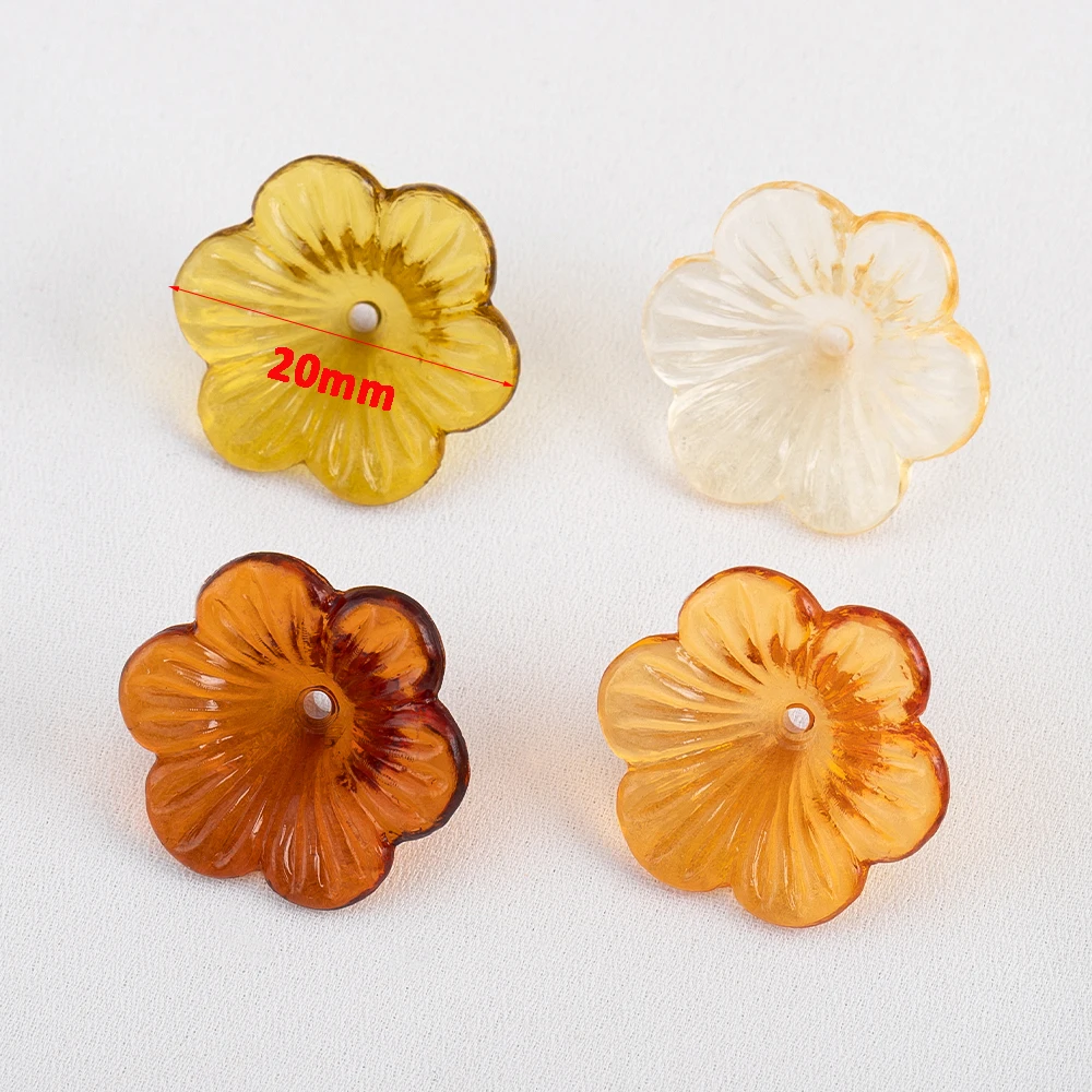 10Pcs/Lot Acrylic Flower Beads Transparent Resin Flower Spacer Beads For DIY Necklace Bracelet Jewelry Making Supplies Wholesale