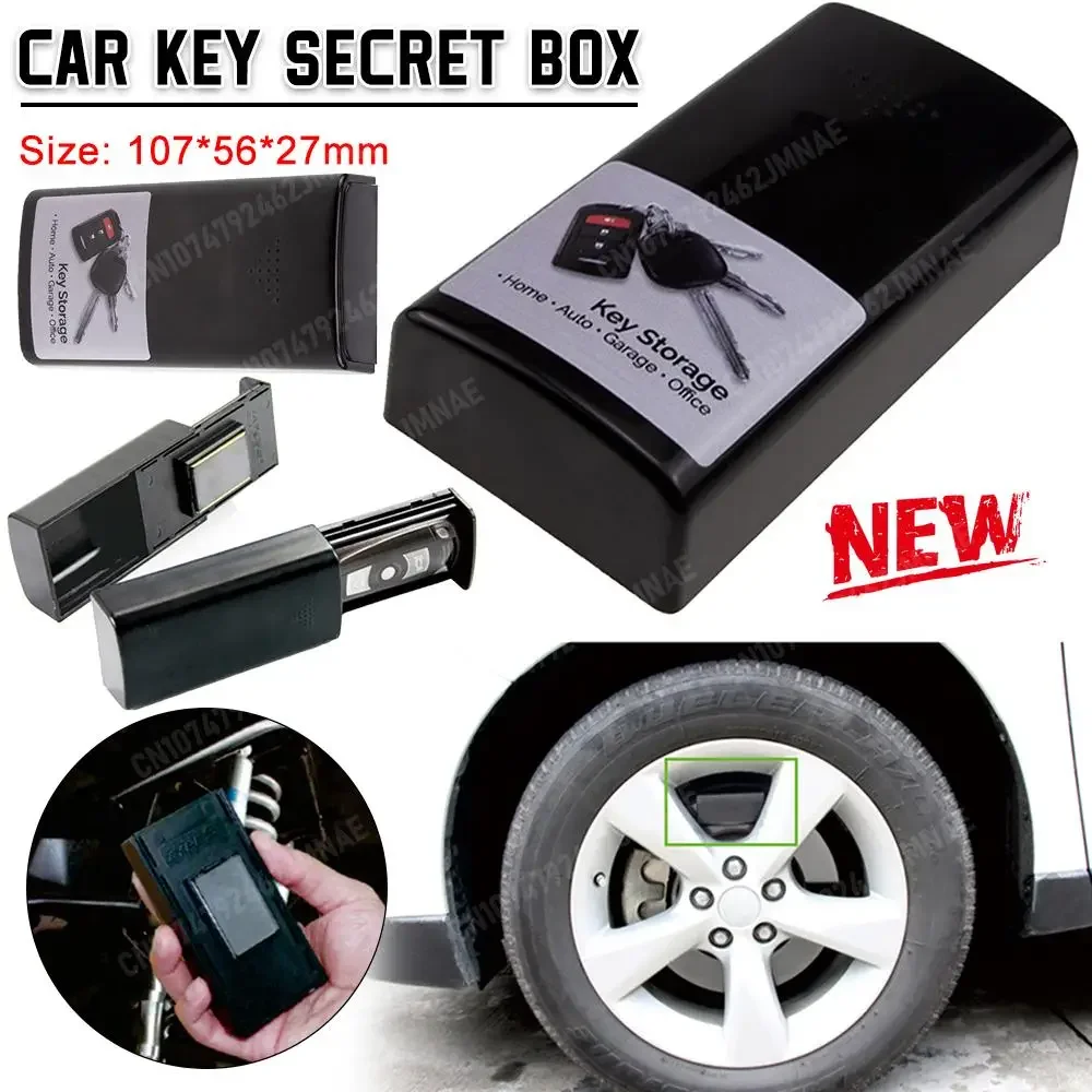 Creative Magnetic Black Key Safe Box Car Key Holder Hidden Storage Outdoor Stash For Home Office Car Truck Caravan Secret Box