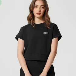 T-Shirt Loose Round Neck Breathable Skin Friendly Quick Drying Yoga Top Fitness Sports Running Outdoor Women Customized Logo