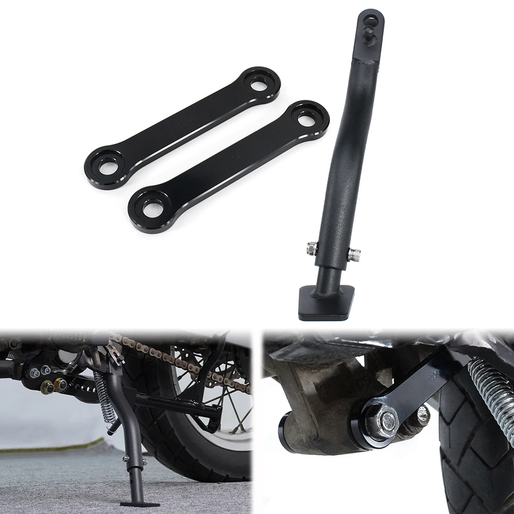 

For Kawasaki KLR650 KLR 650 2008-2018 2022 2023 2024 Motorcycle Adjustable Kickstand Side Stand & Rear Linkage Lowering Links