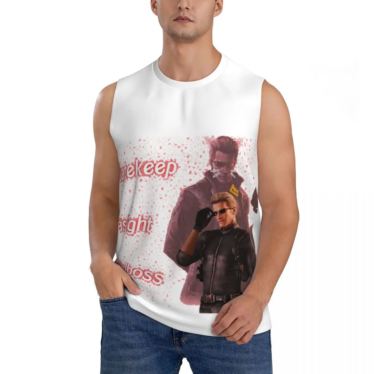 Albert Wesker Gaslight Gatekeep Girlboss Men Sleeveless Tank Tops Quick Dry Breathable Gym Fitness Running Summer Sport Vest