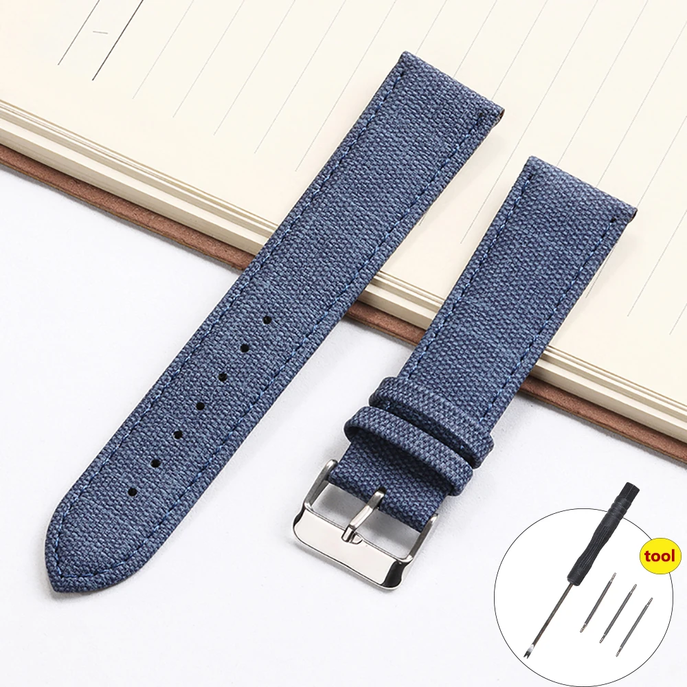 

12/14/16/18/20/22mm Denim Pattern Nylon Watchband for Huawei Gt2/3 Vintage Strap Watch Band for Men Women Accessories