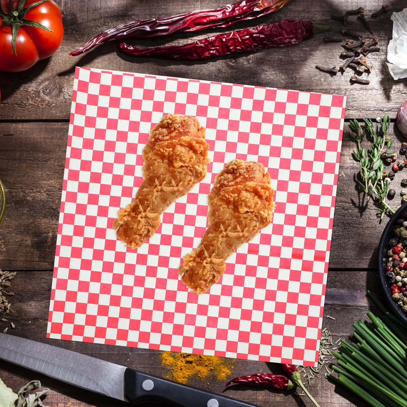 

100 Sheets Greaseproof Sandwich Paper Checkered Design Baking Sheets for Burgers Pastries Sandwich Wrapping Paper