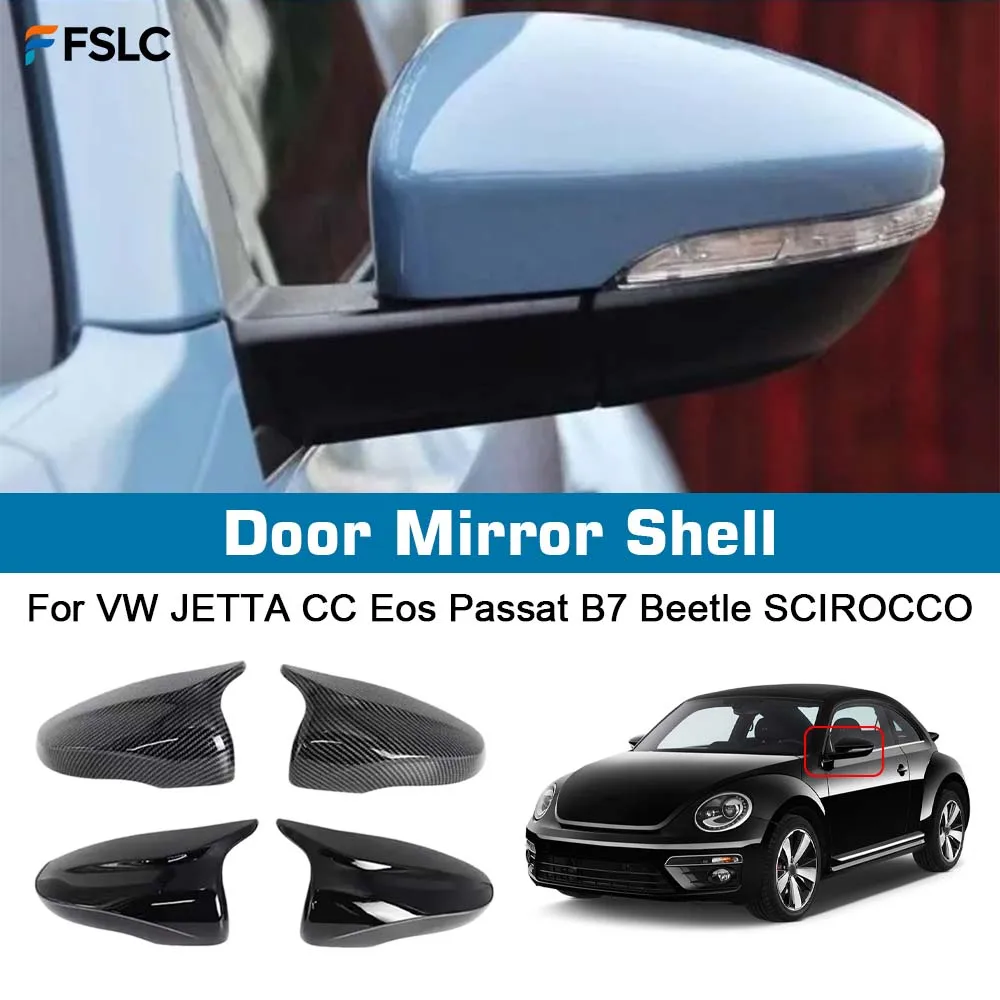 

⭐Genuine⭐ Carbon Fiber Glossy Black Door Mirror Shell For VW JETTA CC Eos Passat B7 Beetle SCIROCCO 3C8857537 3C8857538