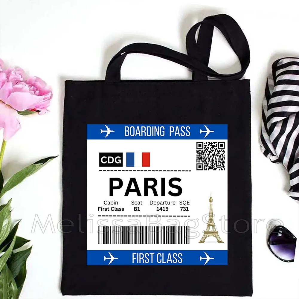 New York Rome Paris London Athens Bangkok Berlin Bogota Brussels Dubai Dublin Kyiv Madrid Moscow Boarding Pass Tote Bag Handbag
