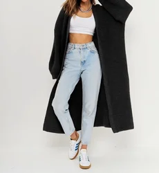 Long Cardigan Women Knitted Vintage 2025 Pocket Spring Autumn Winter Striped Jumpers Outerwear Sweaters Y2k Sweater Coat Jacket